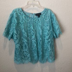 F21 Blue lace crop top